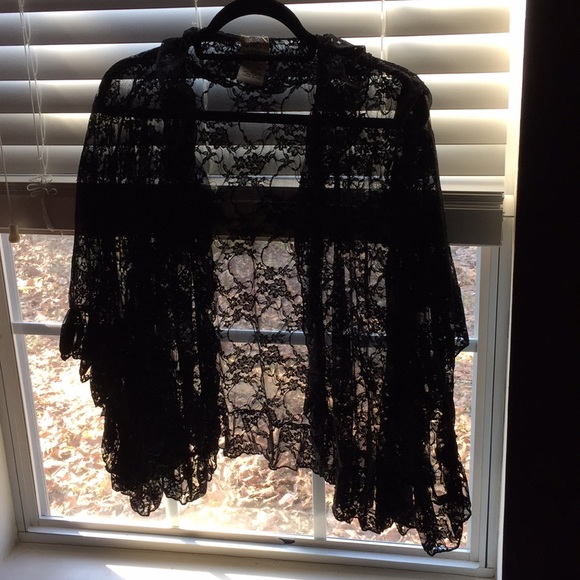 Free People Tops - Free People Black Lace Cardigan